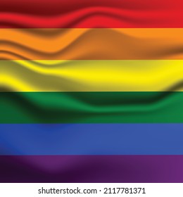Flag LGBT squared icon, badge or button. Template design, vector illustration. Love wins. LGBT symbol in rainbow colors. Gay pride textile background.