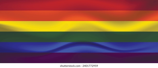 Flag LGBT squared icon, badge or button. Template design, vector illustration. Love wins. LGBT symbol in rainbow colors. Gay pride textile background.