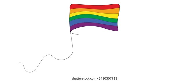 Flag LGBT squared icon, badge or button. Template design, vector illustration. Love wins. LGBT symbol in rainbow colors. Gay pride textile background.