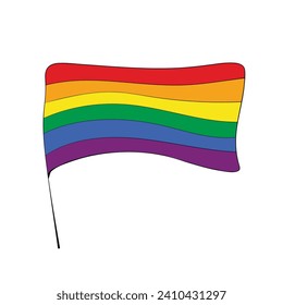 Flag LGBT squared icon, badge or button. Template design, vector illustration. Love wins. LGBT symbol in rainbow colors. Gay pride textile background.