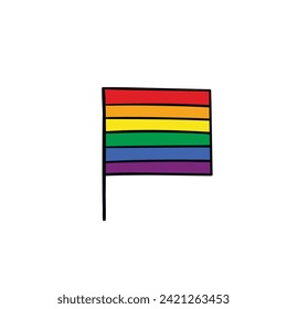 Flag LGBT squared icon, badge or button. Template design, vector illustration. Love wins. LGBT symbol in rainbow colors. Gay pride textile background.