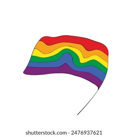 Bandera LGBT cuadrada, insignia o Botón. Diseño de Plantilla, Ilustración vectorial. El amor gana. Símbolo LGBT en colores arcoíris. Orgullo gay de fondo textil.