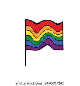 Flag LGBT squared icon, badge or button. Template design, vector illustration. Love wins. LGBT symbol in rainbow colors. Gay pride textile background.