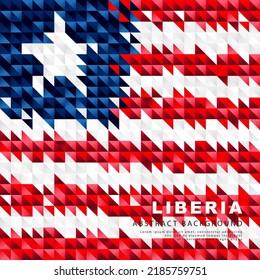 Bandera de Liberia. Antecedentes abstractos de pequeños triángulos en forma de coloridas franjas rojas y blancas de la bandera liberiana. Ilustración vectorial.
