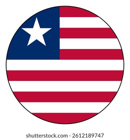 Flag of Liberia. Black edge. Liberia circle flag logo icon computer vector illustration design.