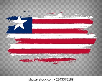 Flag of  Liberia brush stroke background.  Flag Liberia on transparent background for your design, app, UI.  Stock vector. EPS10.