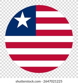 Bandeira da Libéria. Libéria círculo bandeira ícone logotipo ícone computador vetor ilustração design. Fundo de tabuleiro de xadrez transparente.
