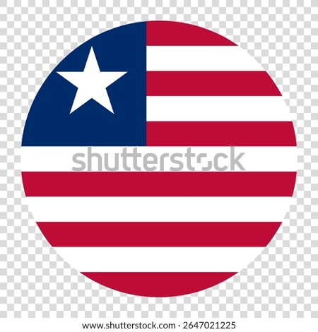Flag of Liberia. Liberia circle flag logo icon computer vector illustration design. Transparent checkerboard background.