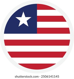 Flag of Liberia. Circle vector icon on transparent background. Icon for mobile apps, UI and web design. EPS10