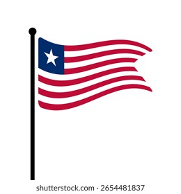 Bandeira da Libéria. Bandeira da Libéria computador digital vetor ilustração ícone design. Bandeira de mastro flutuante.