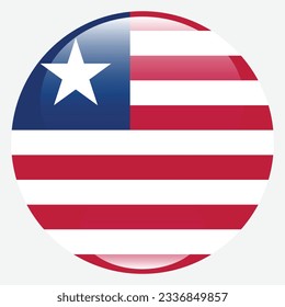 The flag of Liberia. Flag icon. Standard color. Circle icon flag. 3d illustration. Computer illustration. Digital illustration. Vector illustration.