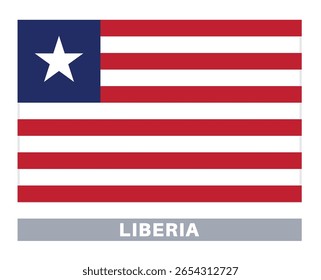 Bandeira da Libéria. Ícone Sinalizador. Cores padrão. Tamanho padrão. Bandeira retangular.