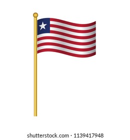 Flag of Liberia ,Liberia flag official colors and proportion correctly, Liberia flag waving isolated Vector illustration eps10.