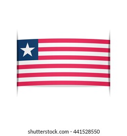 Flag of Liberia, officially the Republic of Liberia. Vector illustration of a stylized flag. The slit in the paper with shadows. Element for infographics.