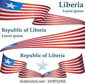 Flag of Liberia, Republic of Liberia is a country on the West African coast. Template for award design, an official document with the flag of Liberia. Bright, colorful vector illustration.