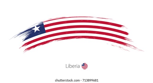 Flag of Liberia in rounded grunge brush stroke. Vector illustration.