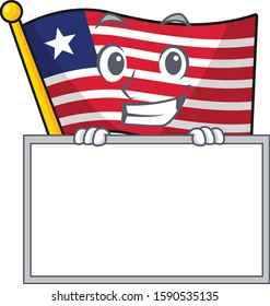 Flag liberia Scroll cartoon character style grinning with board