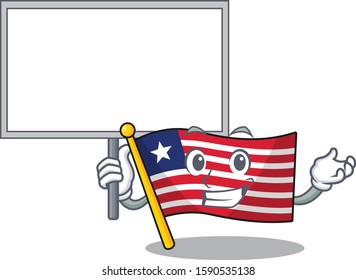 Flag liberia Scroll cute cartoon character bring a board