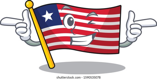 Flag liberia Scroll mascot cartoon design with Wink eye