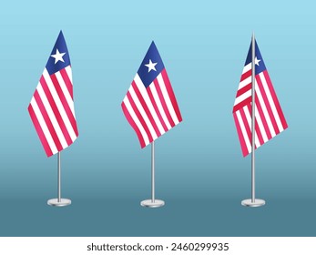 Flag of Liberia with silver pole