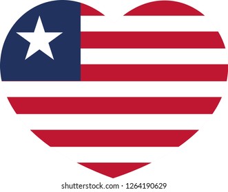 Flag of Liberia. Vector. Accurate dimensions, element proportions and colors. Liberia flag, Heart vector, sticker, eps10