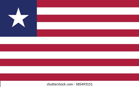Flag of Liberia. Vector. Accurate dimensions, element proportions and colors.