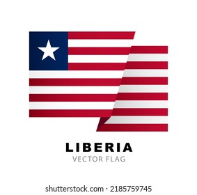 Flag of Liberia. Vector illustration isolated on white background. Colorful Liberian flag logo.