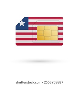 Flag of Liberia. Vector illustration of SIM Card with flag on white background