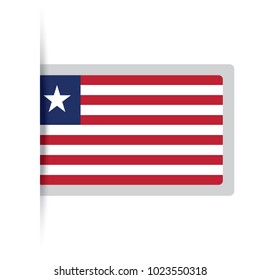 Flag of Liberia. Vector illustration of a stylized flag. The slit in the paper with shadows. isolated on white.