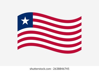 Flag of Liberia. Liberia wavy flag digital vector illustration. Fluttering flag.