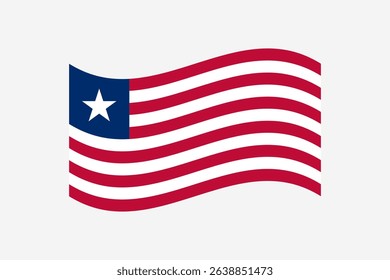 Flag of Liberia. Liberia wavy flag digital vector illustration. Fluttering flag.