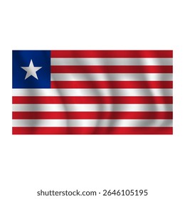 Bandeira da Libéria ondulada flui ao vento, com dobras 3d