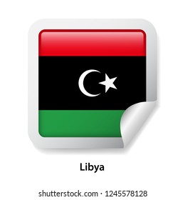 Flag of Libia. Round glossy sticker