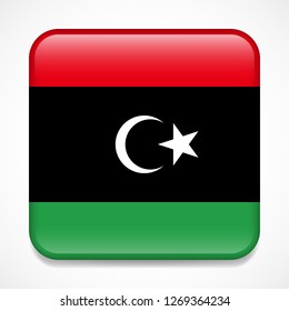 Flag of Libia. Square glossy badge