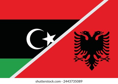 Flag of Libya and Albania concept graphic element Illustration template design
