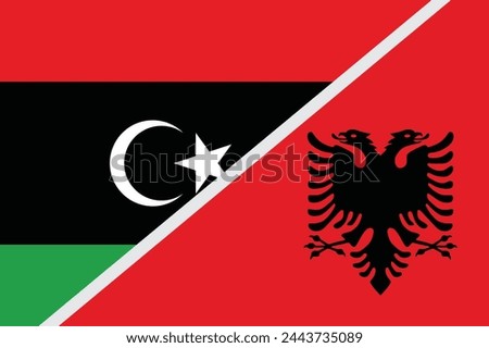 Flag of Libya and Albania concept graphic element Illustration template design
