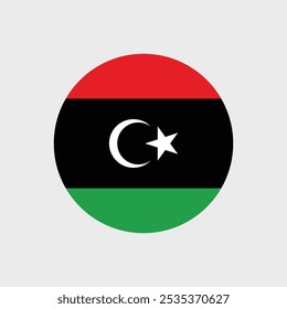 flag of Libya circular design and illustration with a grey background