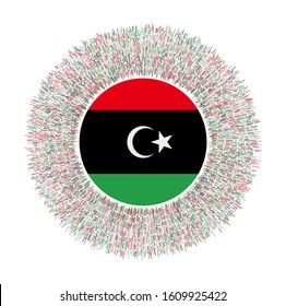 Flag of Libya with colorful rays. Radiant country sign. Shiny sunburst with Libya flag. Neat vector illustration.