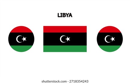 Flag of Libya country in high quality (rectangle and circle shape)