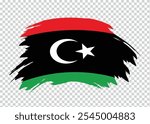 Flag of Libya with distressed paint stroke brush effect on isolated background