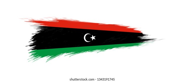 Flag of Libya in grunge brush stroke, vector grunge illustration.