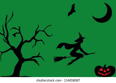 The flag of Libya with halloween silhouettes