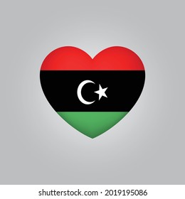 Flag of Libya in heart. Libyan flag vector. Love Libya symbol