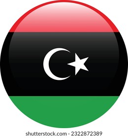 The flag of Libya. Flag icon. Standard color. Circle icon flag. 3d illustration. Computer illustration. Digital illustration. Vector illustration.