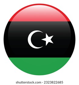 The flag of Libya. Flag icon. Standard color. Circle icon flag. 3d illustration. Computer illustration. Digital illustration. Vector illustration.