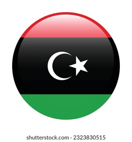 The flag of Libya. Flag icon. Standard color. Circle icon flag. 3d illustration. Computer illustration. Digital illustration. Vector illustration.