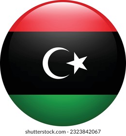 The flag of Libya. Flag icon. Standard color. Circle icon flag. 3d illustration. Computer illustration. Digital illustration. Vector illustration.