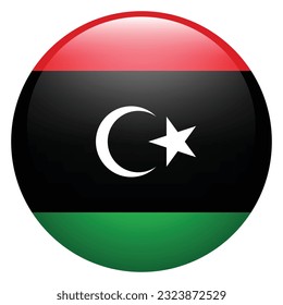 The flag of Libya. Flag icon. Standard color. Circle icon flag. 3d illustration. Computer illustration. Digital illustration. Vector illustration.