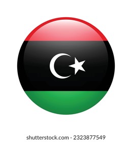The flag of Libya. Flag icon. Standard color. Circle icon flag. 3d illustration. Computer illustration. Digital illustration. Vector illustration.