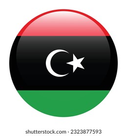 The flag of Libya. Flag icon. Standard color. Circle icon flag. 3d illustration. Computer illustration. Digital illustration. Vector illustration.